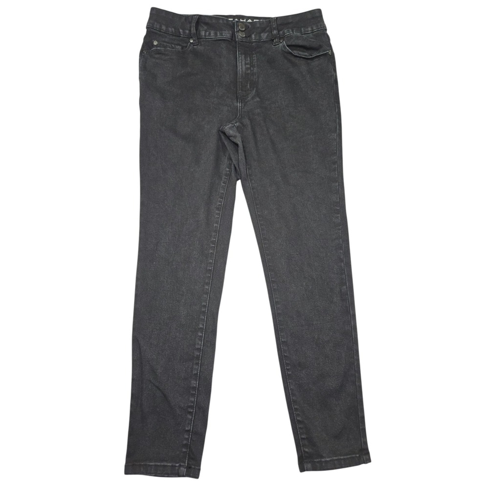 Tahari Skinny Leg Stretch Denim Jeans Faded Black Sz 12/31